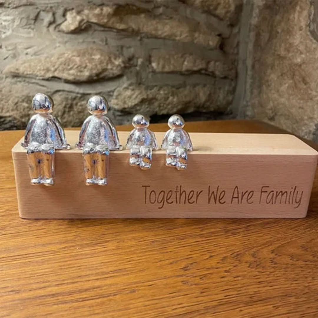 Familie Sculptuur Houten Liefdes Figuur
