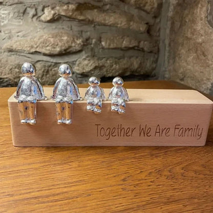 Familie Sculptuur Houten Liefdes Figuur