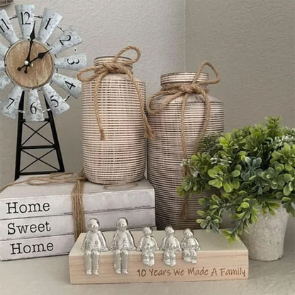Familie Sculptuur Houten Liefdes Figuur
