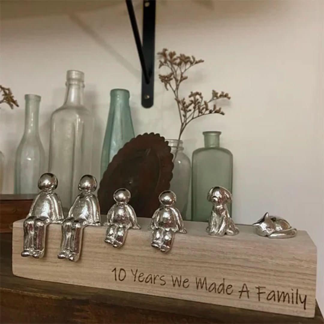 Familie Sculptuur Houten Liefdes Figuur
