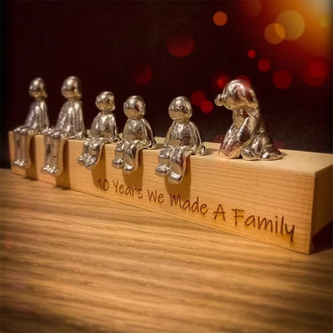 Familie Sculptuur Houten Liefdes Figuur