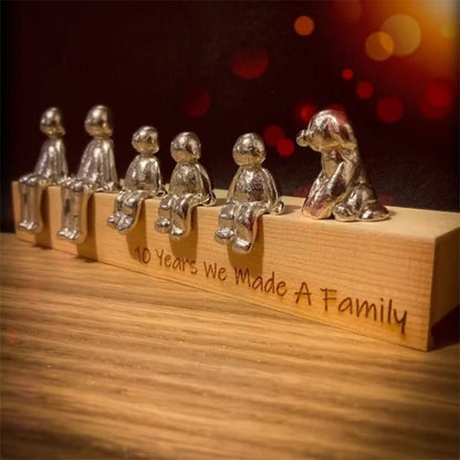 Familie Sculptuur Houten Liefdes Figuur