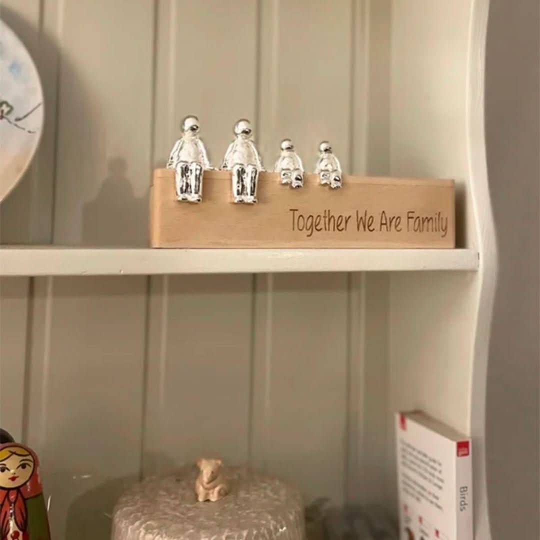 Familie Sculptuur Houten Liefdes Figuur