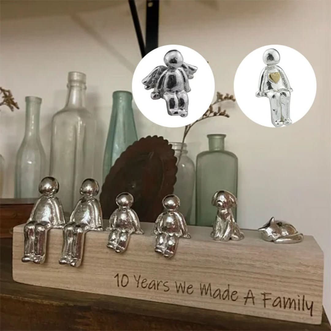 Familie Sculptuur Houten Liefdes Figuur