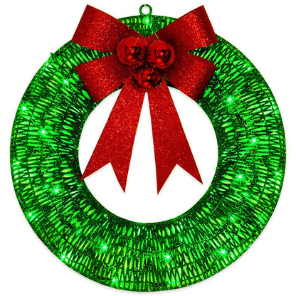 Kerstkrans LED Verlicht 50cm Luxe Groen Goud Handgemaakt