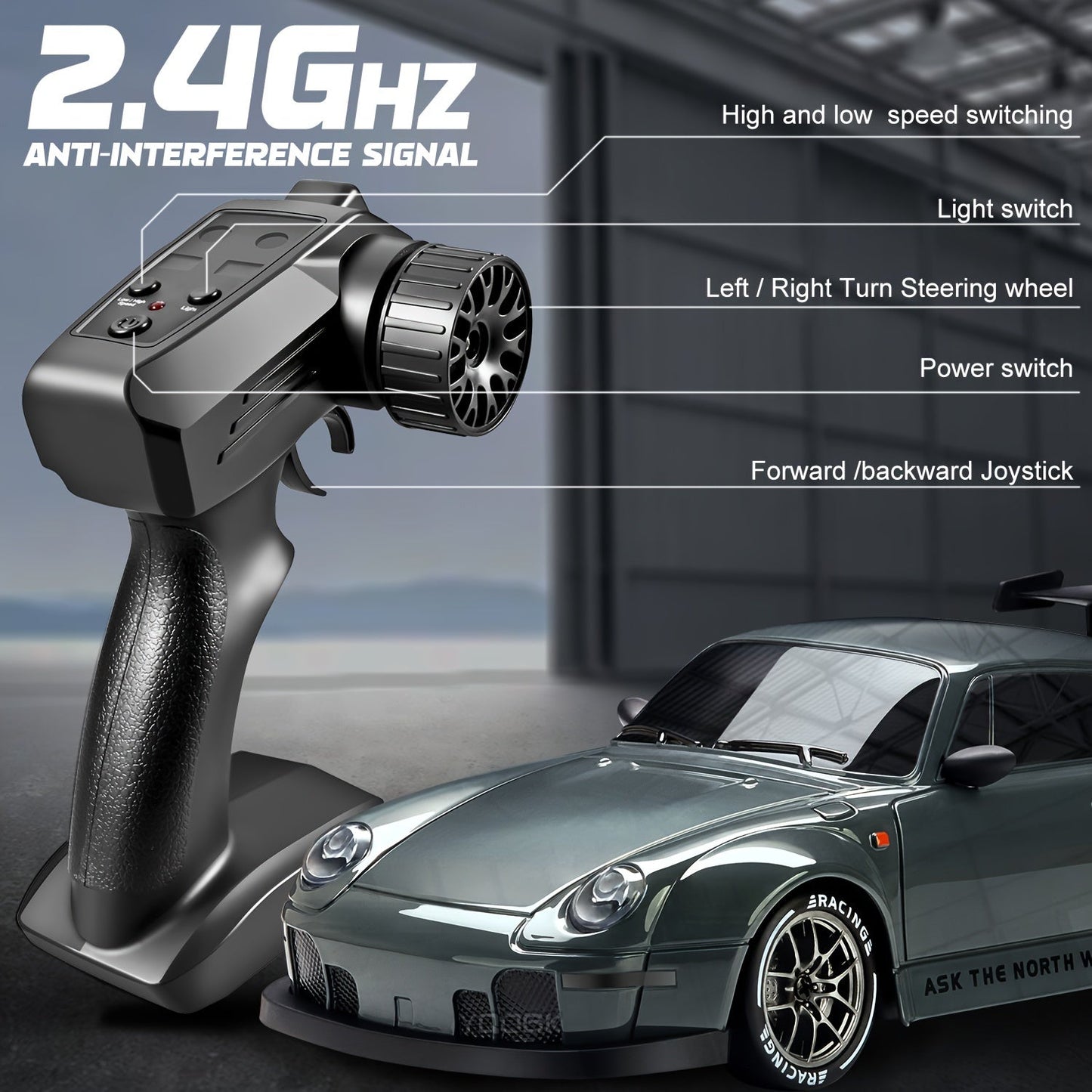 RC Drift Auto 1:24 met LED Wielen – 4WD Oplaadbaar Race Speelgoed