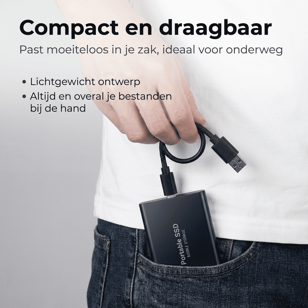 SwiftDrive™ – Externe SSD Schijf met USB 3.0 & Type-C | Supersnel Draagbaar Opslagstation