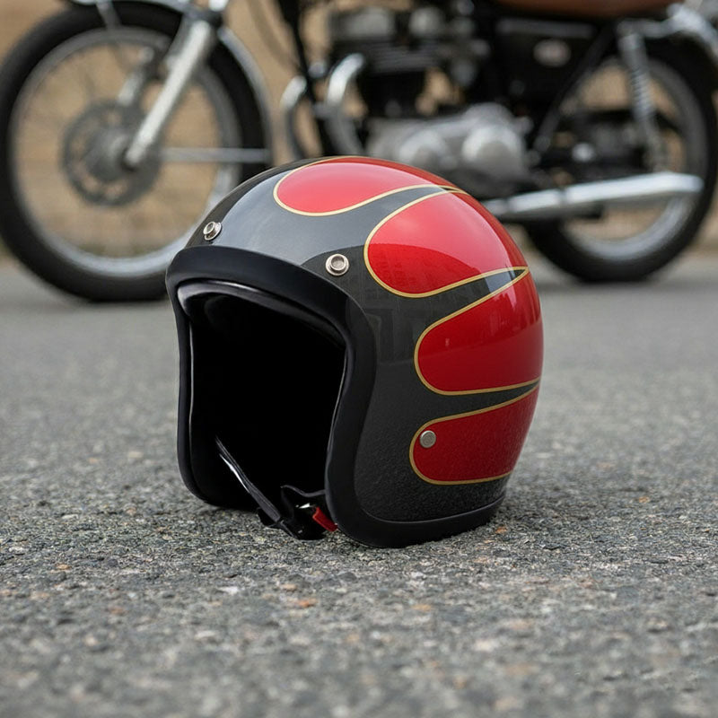 Vintage Motorhelm Laag Profiel DOT-gecertificeerd Glasvezel
