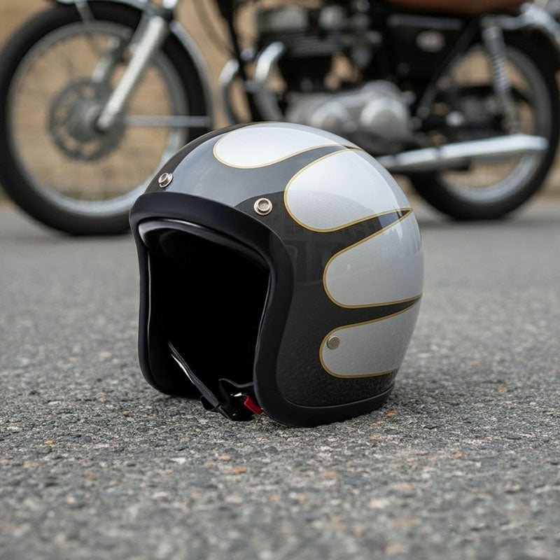Vintage Motorhelm Laag Profiel DOT-gecertificeerd Glasvezel