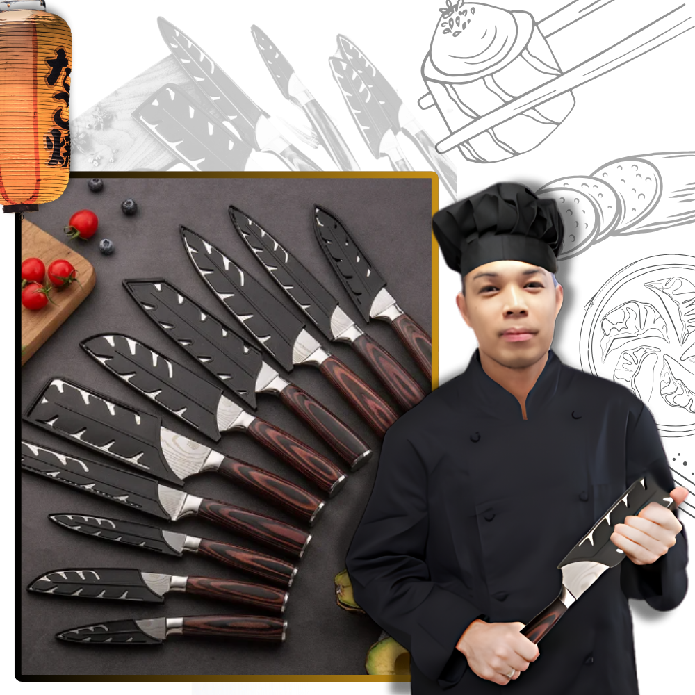 Japanse Damast Mes Houten Heft