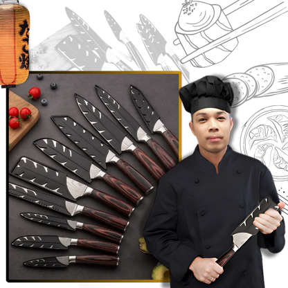 Japanse Damast Mes Houten Heft