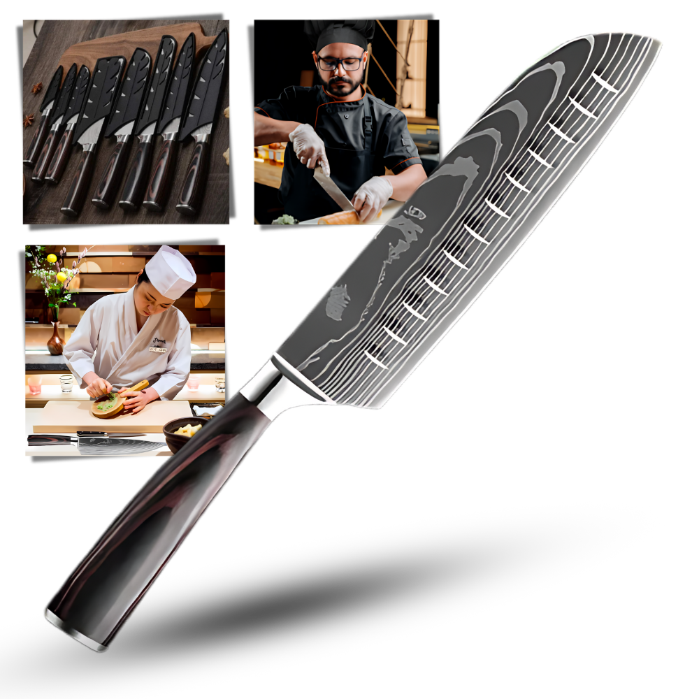 Japanse Damast Mes Houten Heft - Velinix