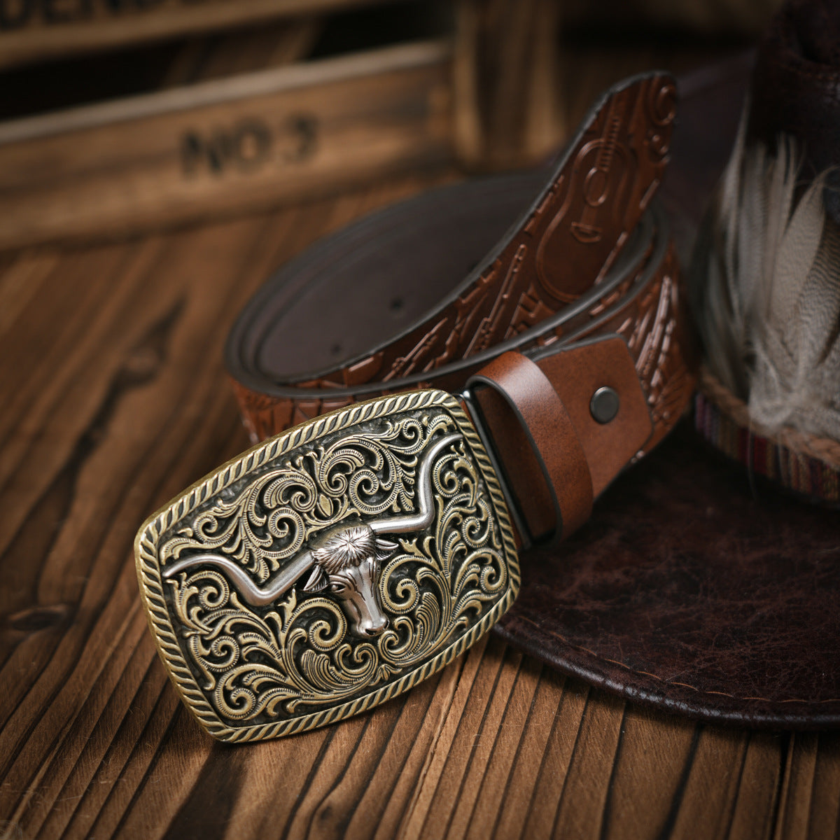 Herenriem Vegan Leer Robuuste Metalen Gesp Western Stijl