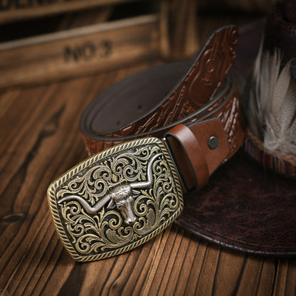 Herenriem Vegan Leer Robuuste Metalen Gesp Western Stijl