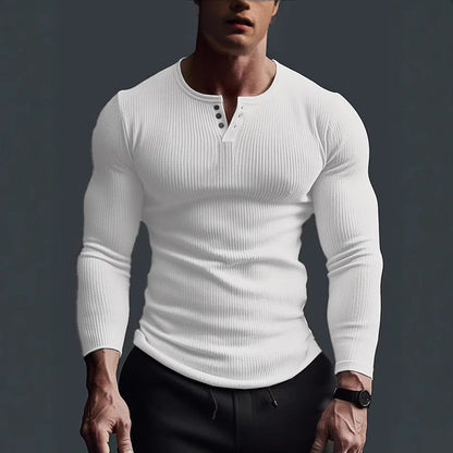 Heren Shirt Gebreid – Stretch Henley met Halve Knopsluiting Comfortabel - Velinix