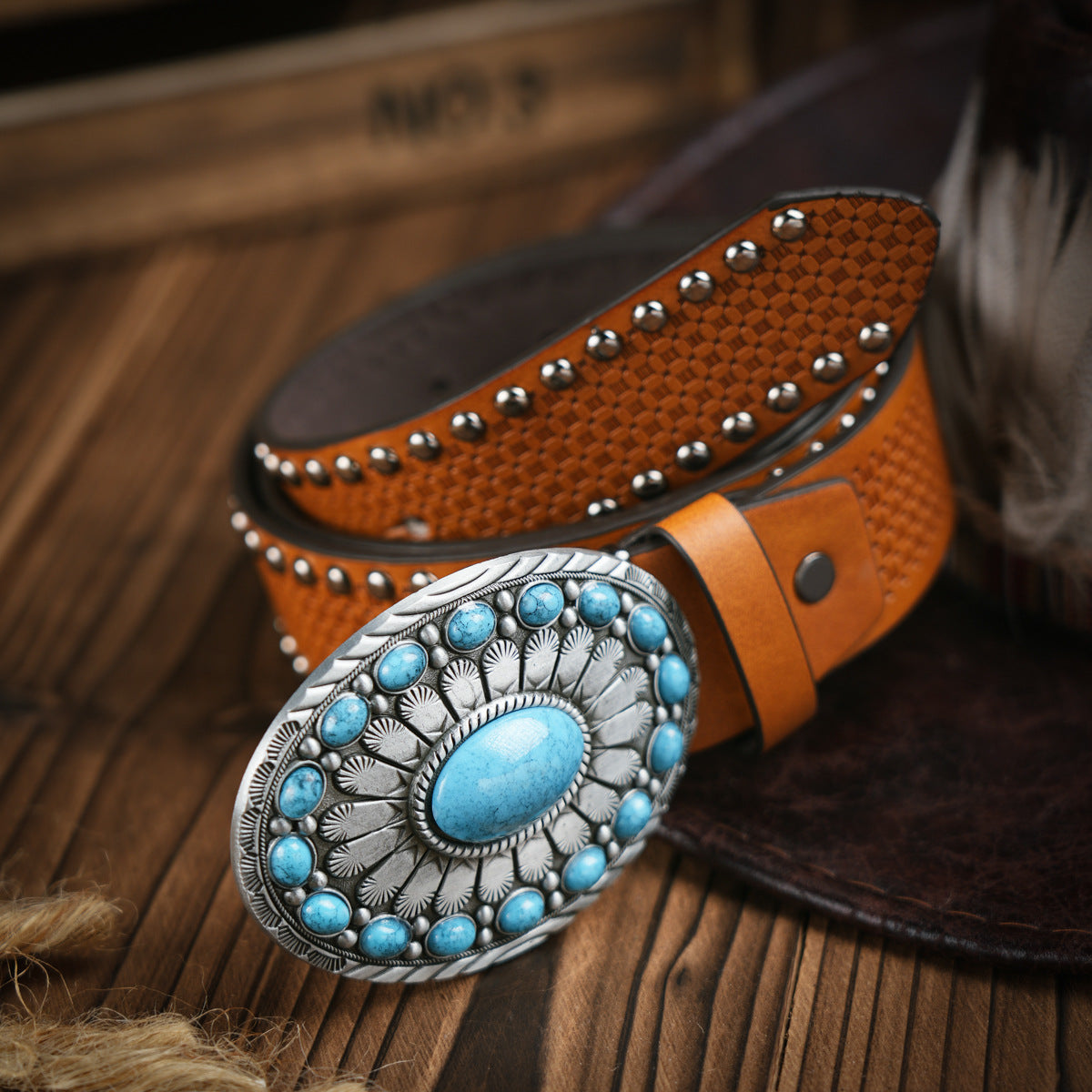Herenriem Vegan Leer Robuuste Metalen Gesp Western Stijl