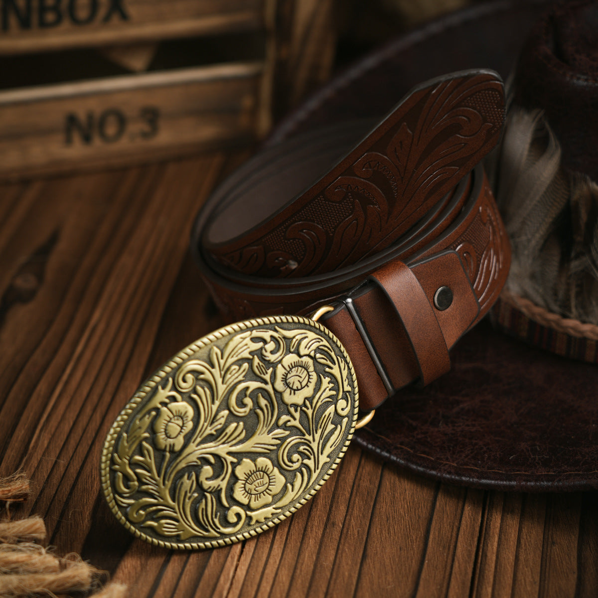 Herenriem Vegan Leer Robuuste Metalen Gesp Western Stijl
