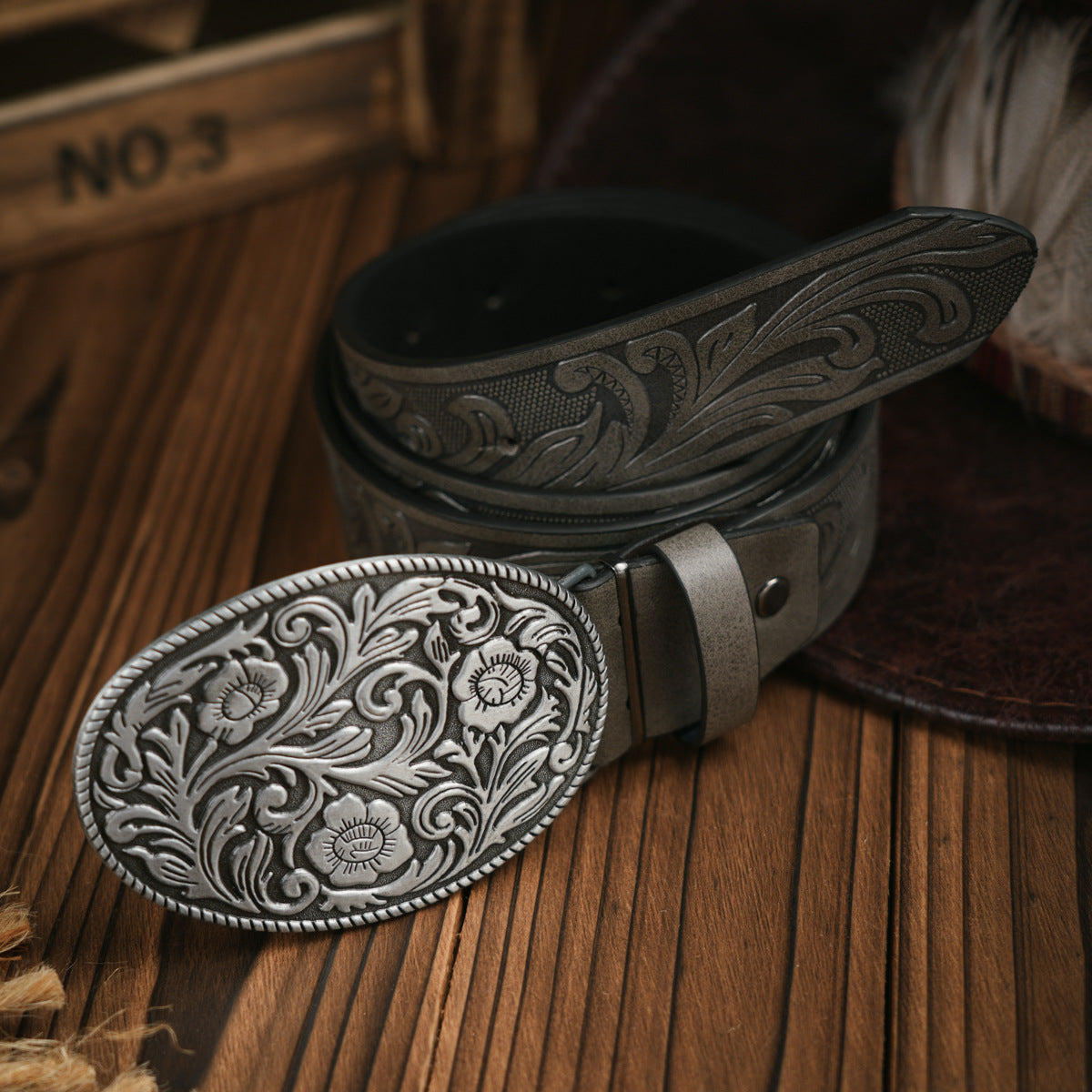 Herenriem Vegan Leer Robuuste Metalen Gesp Western Stijl