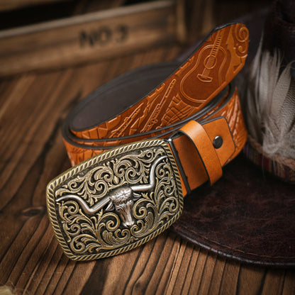 Herenriem Vegan Leer Robuuste Metalen Gesp Western Stijl