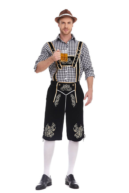Traditioneel Herenkostuum Set met Lederhose en Geruit Overhemd
