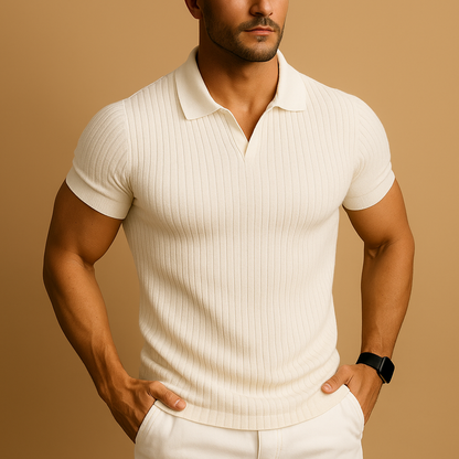 Heren Poloshirt Slim Fit V-Hals Geribde Boorden - Velinix