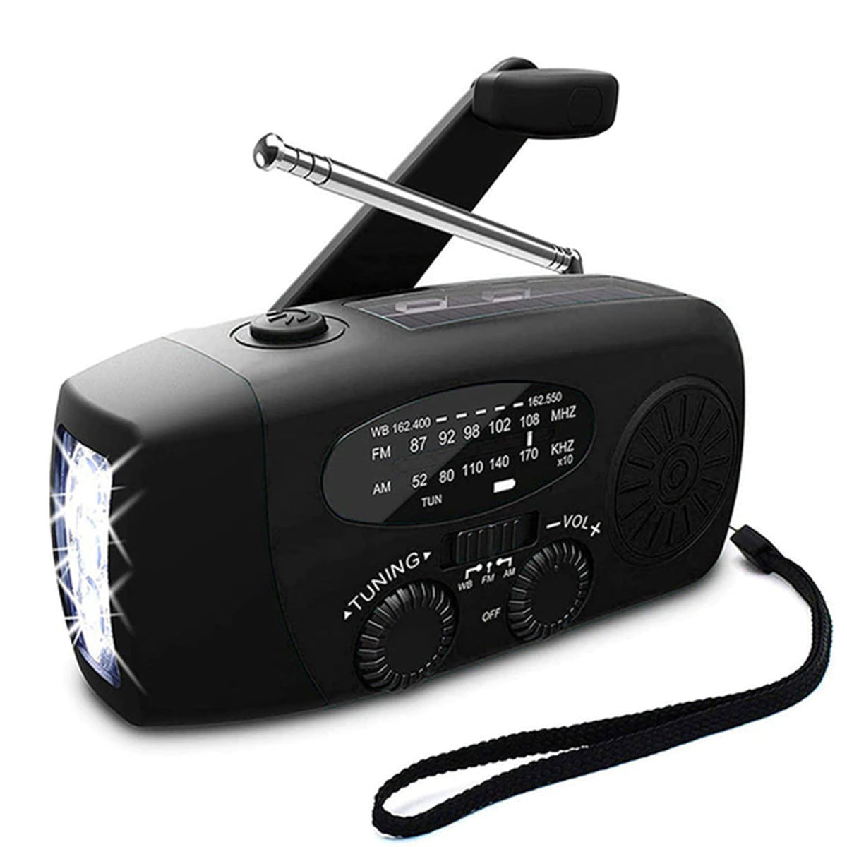 Noodradio met Handcrank en Zonnepanelen Powerbank