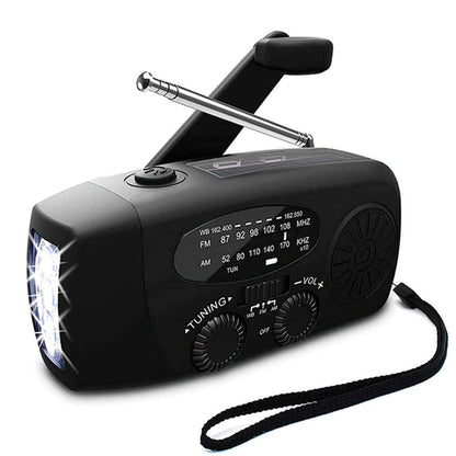 Noodradio met Handcrank en Zonnepanelen Powerbank