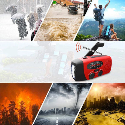 Noodradio met Handcrank en Zonnepanelen Powerbank