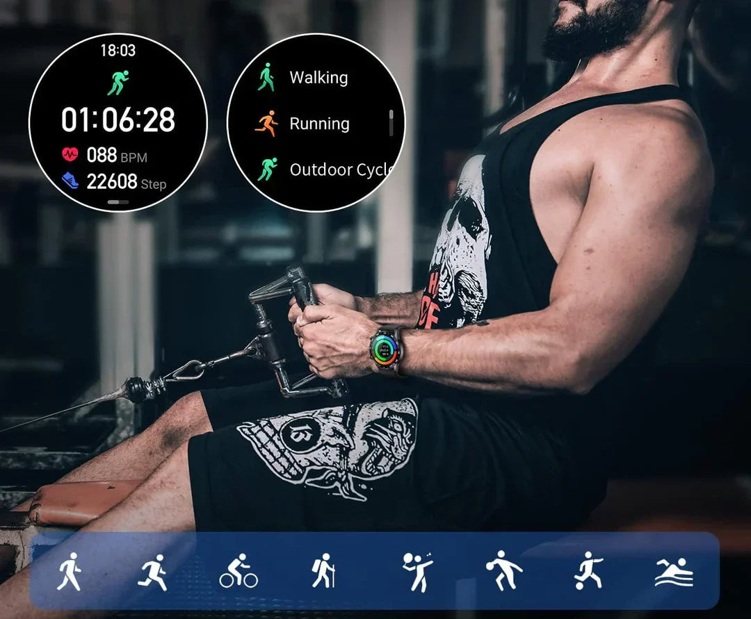 Mannen Smartwatch met Multisport Modus en Gezondheidsmonitoring