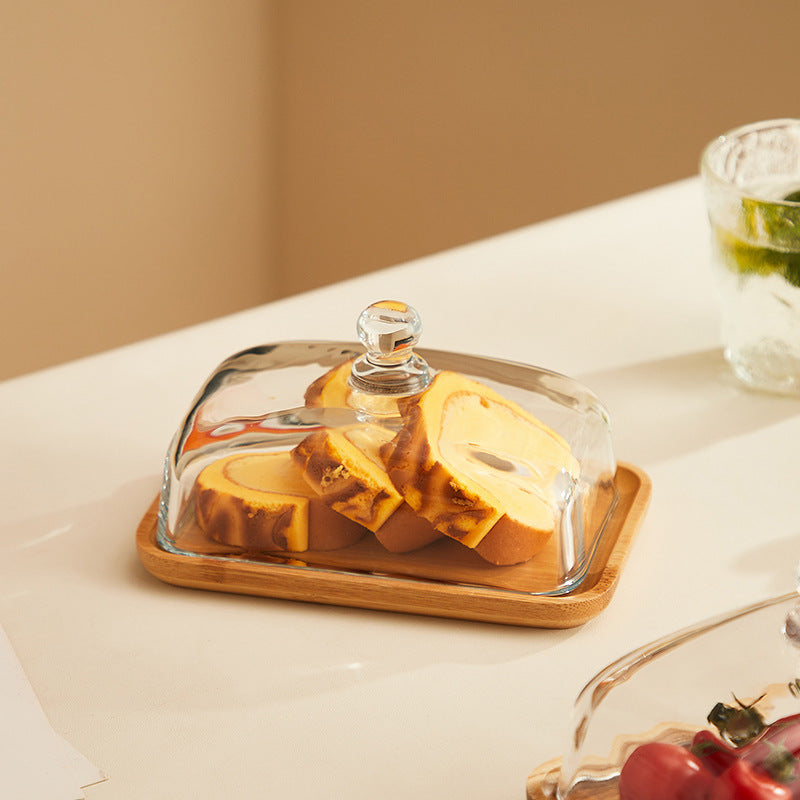 Houten Boterdoos met Glasdeksel Elegance