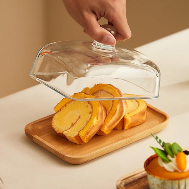 Houten Boterdoos met Glasdeksel Elegance