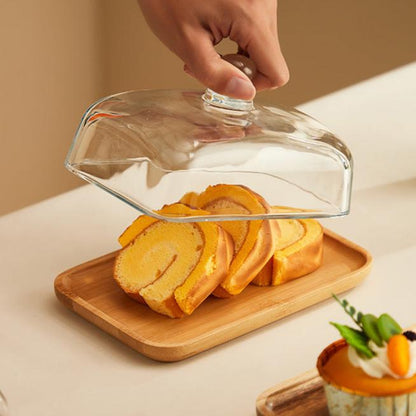Houten Boterdoos met Glasdeksel Elegance
