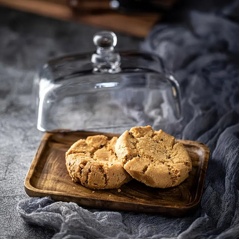 Houten Boterdoos met Glasdeksel Elegance