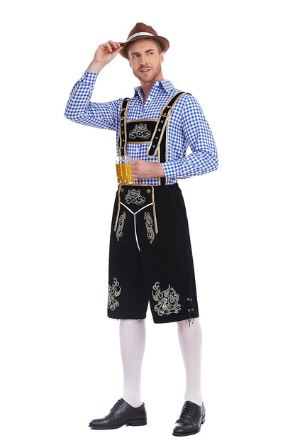 Traditioneel Herenkostuum Set met Lederhose en Geruit Overhemd