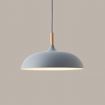 Retro Pendellamp Houten Armatuur Pastelkleurig Metalen Kap