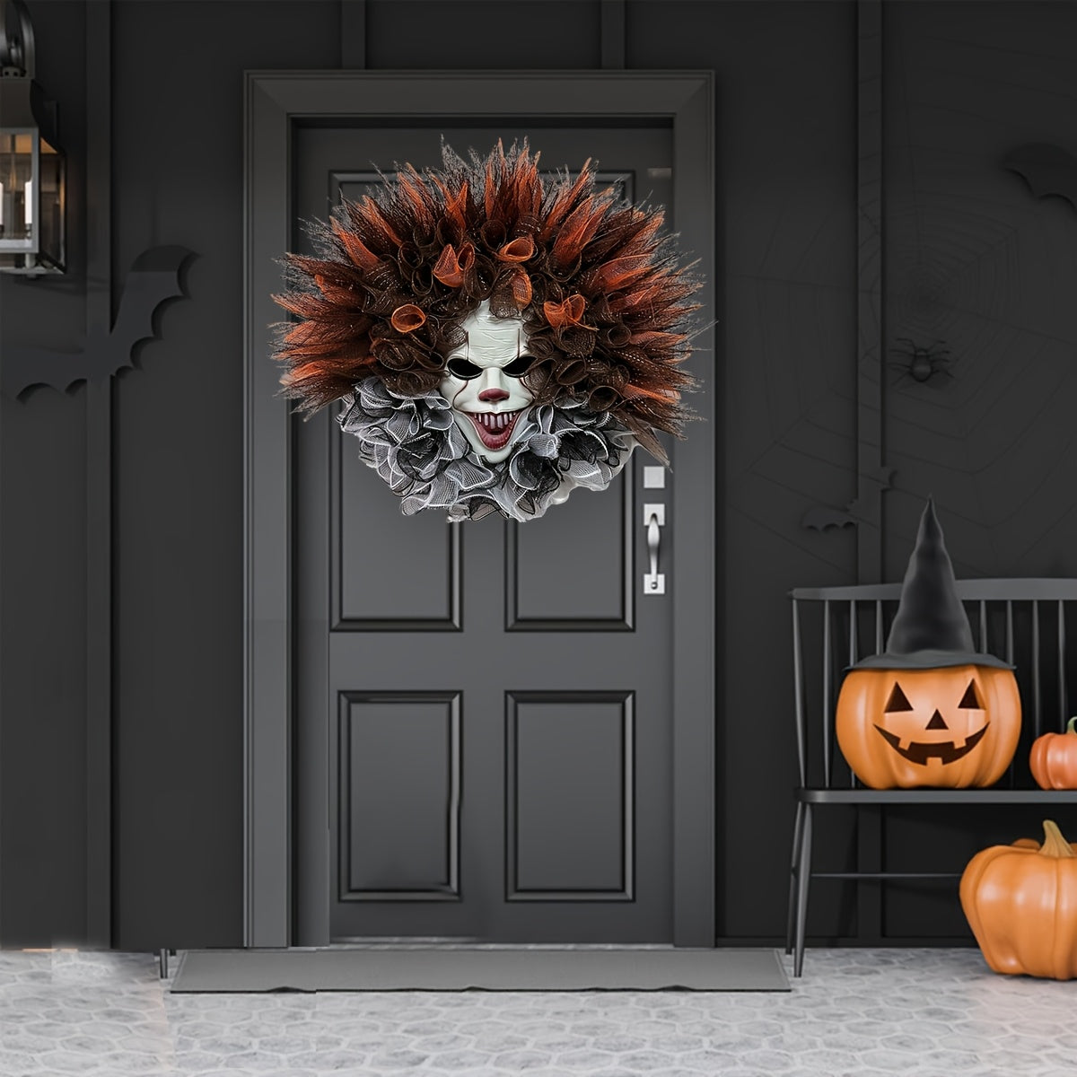 Halloween Deurkrans met Eng Clown Decoratie