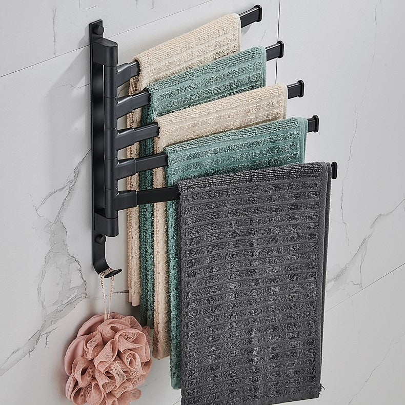 Handdoekenrek 5 Armen Draaibaar Modern Zwart Design