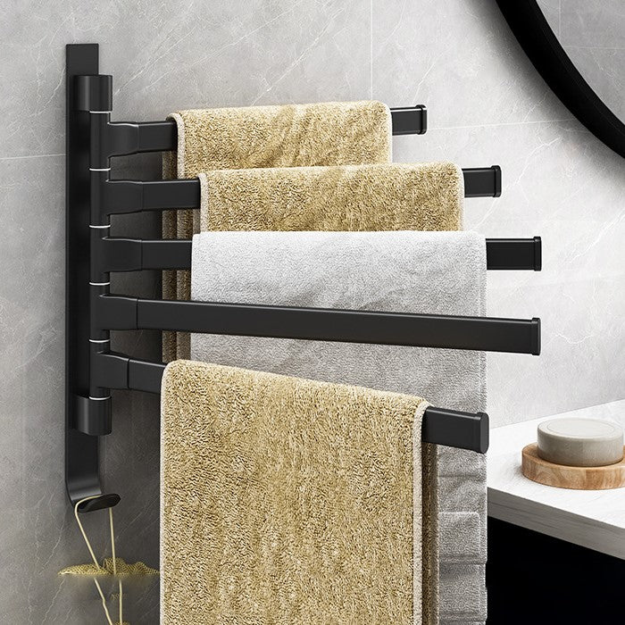 Handdoekenrek 5 Armen Draaibaar Modern Zwart Design - Velinix
