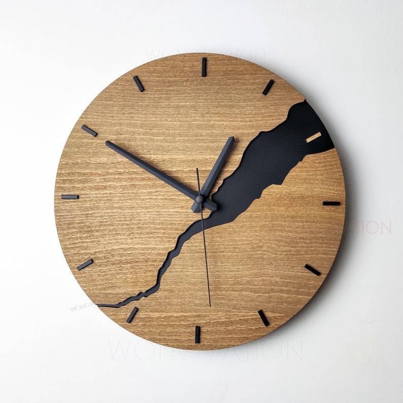 Houten Wandklok Modern Minimalistisch Design voor Woonkamer