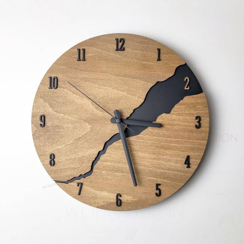 Houten Wandklok Modern Minimalistisch Design voor Woonkamer - Velinix