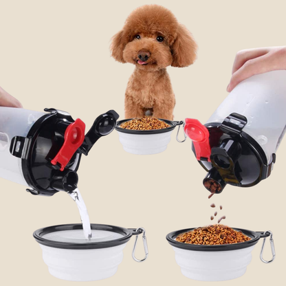 Waterfles voor Honden 2-in-1 met Snackvak en Terugloopfunctie