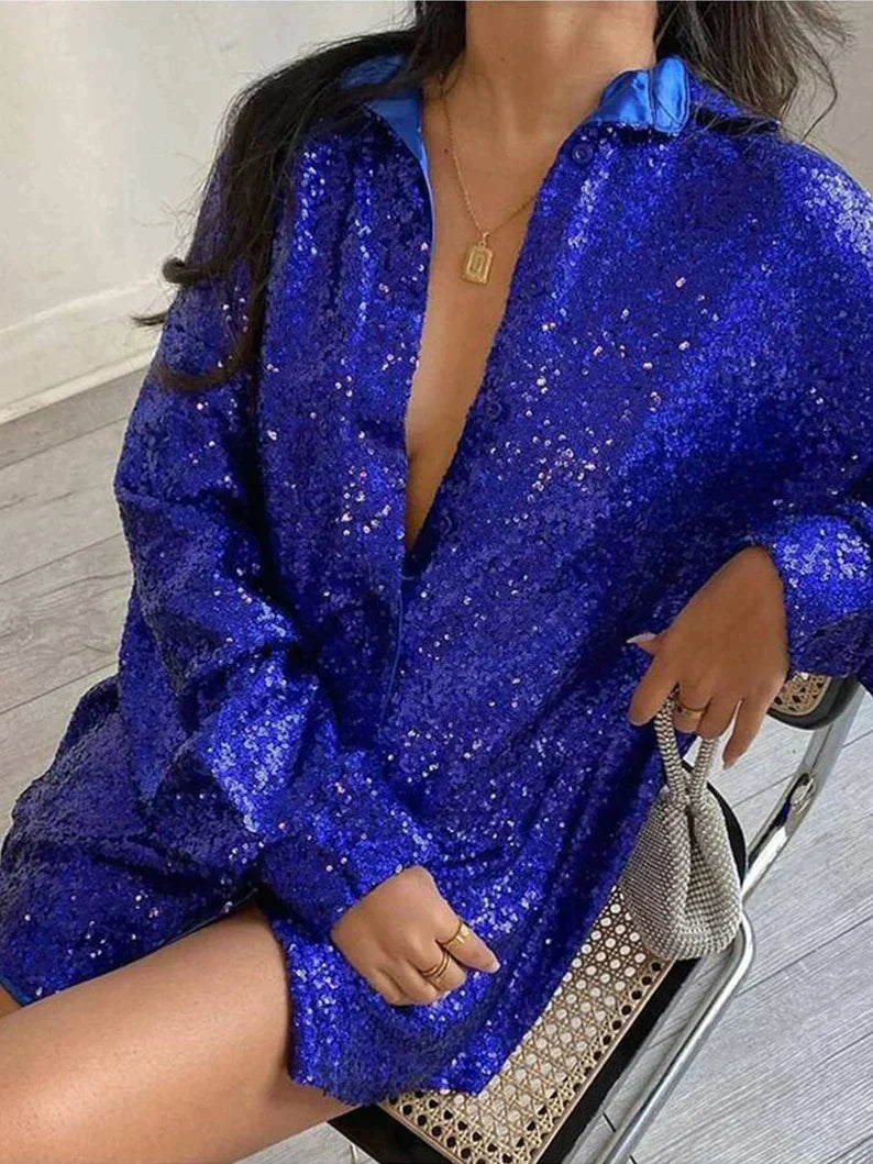 Dames Blouse Glitter Oversized Feestelijke Stijl