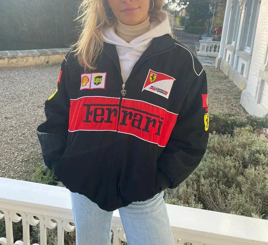 Vintage Ferrari Racer Jas - Duurzame Sportieve Herenjas