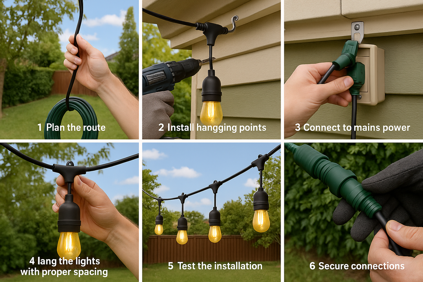 Tuinfeestverlichting 15 LED Lampen IP65 Waterdicht 14,6 Meter
