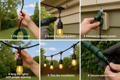 Tuinfeestverlichting 15 LED Lampen IP65 Waterdicht 14,6 Meter