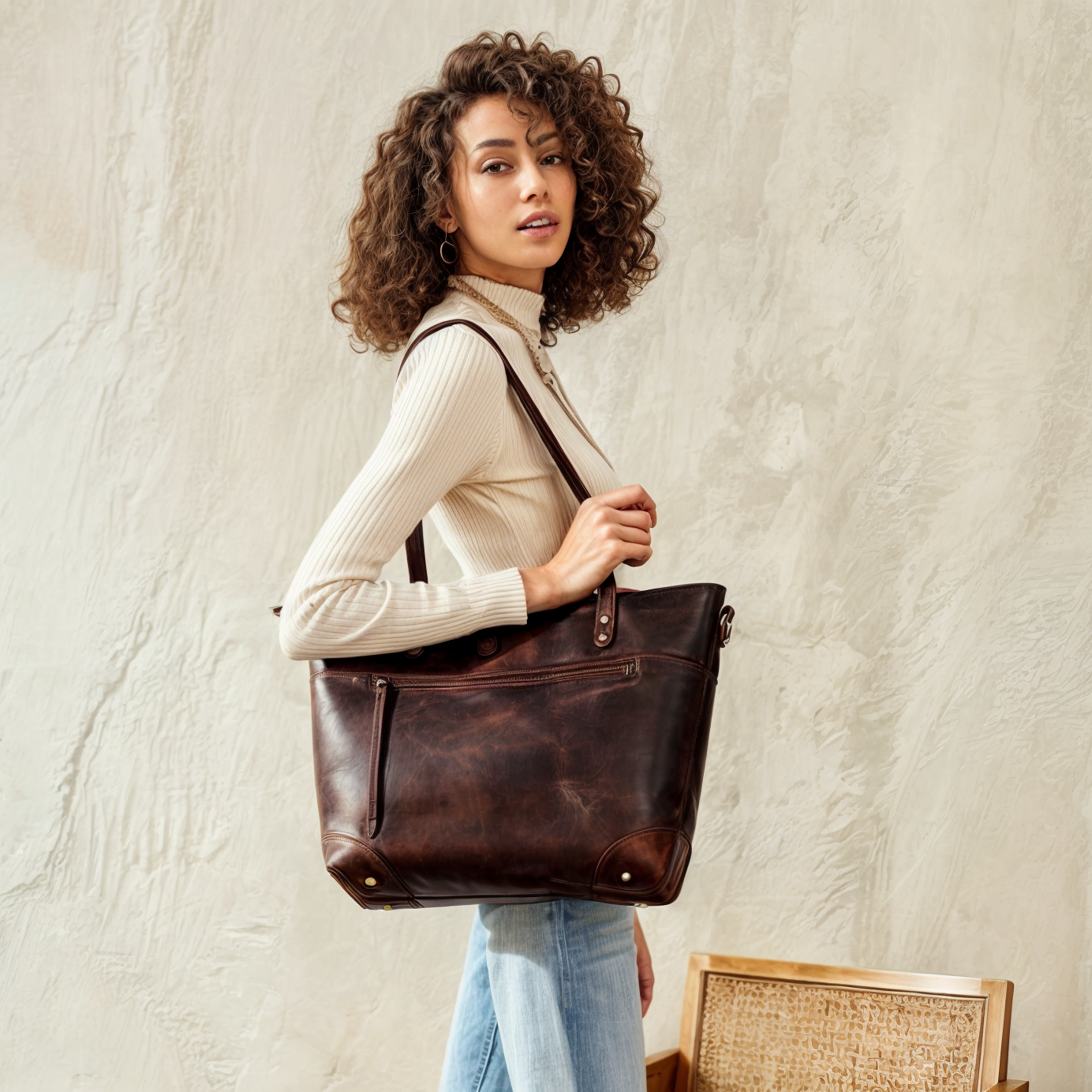 Kunstlederen Schoudertas Vintage Stijl