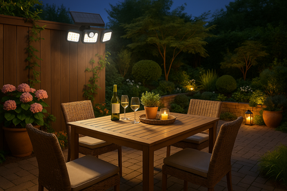 LED Buitenlamp 3-kops met Bewegingssensor Waterdicht