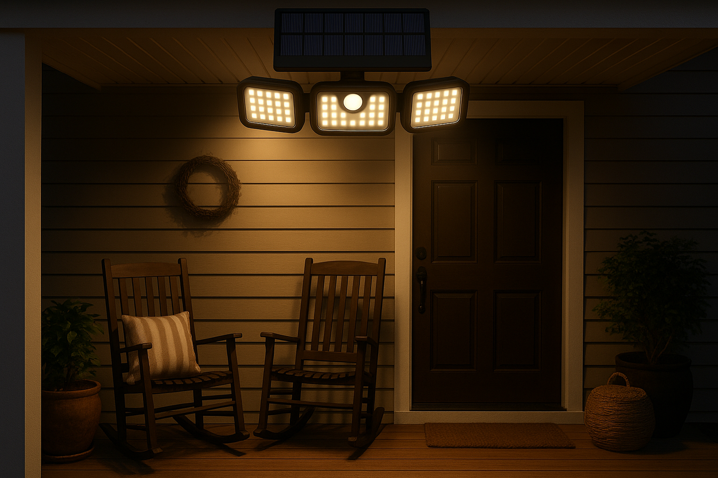 LED Buitenlamp 3-kops met Bewegingssensor Waterdicht