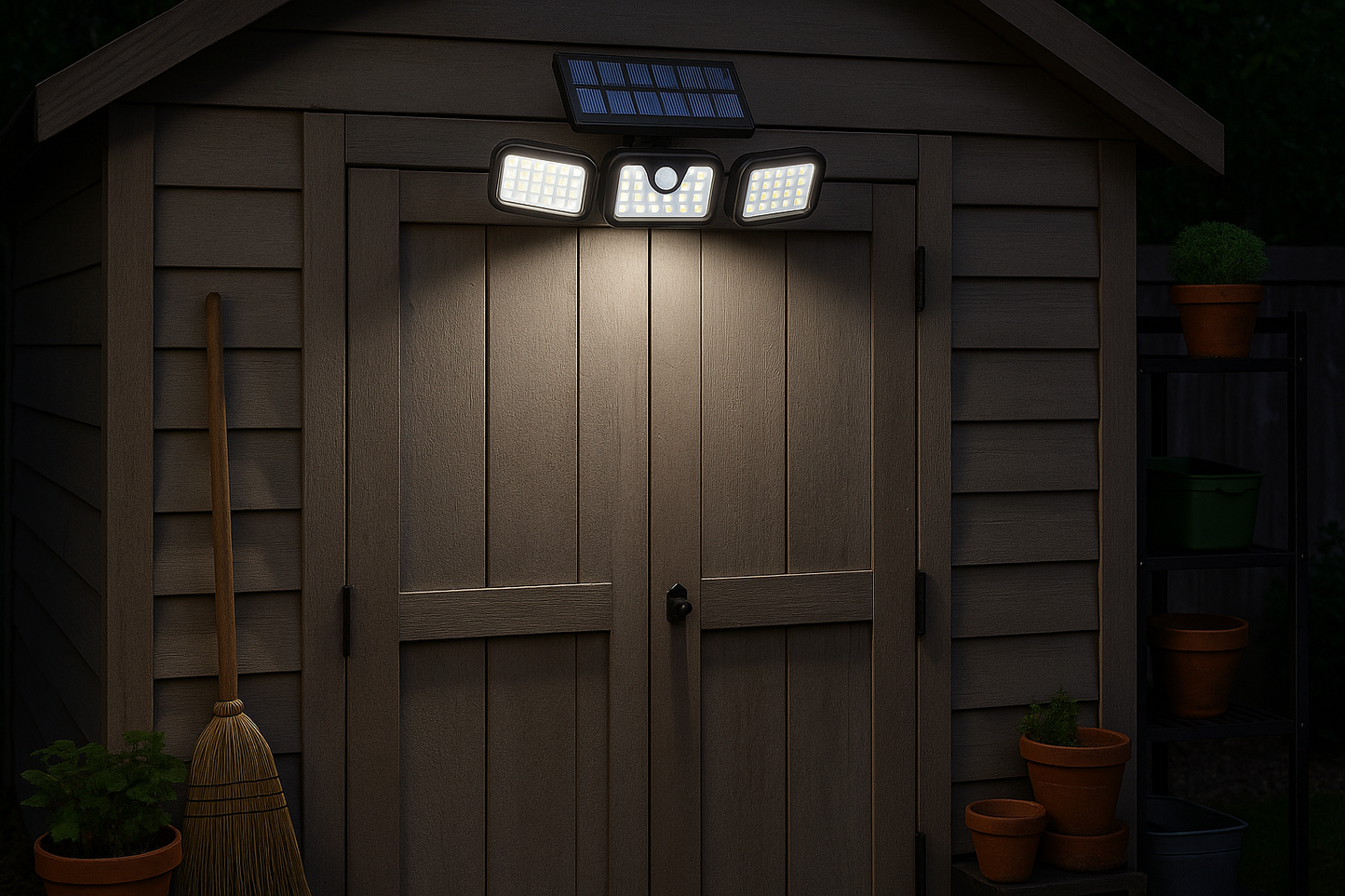 LED Buitenlamp 3-kops met Bewegingssensor Waterdicht