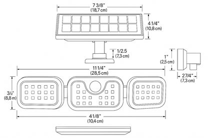 LED Buitenlamp 3-kops met Bewegingssensor Waterdicht